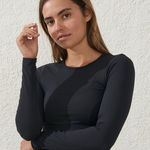 Cotton On 242.  Black Long Sleeve crop top size small Photo 0