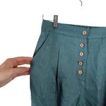 Lintico Blue 100% Linen Wide Leg Pants Button Fly Lagenlook Coastal Women Medium Photo 1