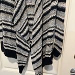 American Eagle  Cardigan Sweater Women's S Crochet Open Front Black White Stripes Photo 1