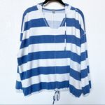 Aerie Blue and White Stripe Pullover Hoodie Size XS Photo 0