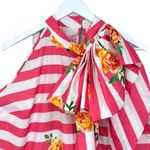 NY&C Pink White Striped Tank Top Attached Neck Tie Bow Womens Size XL NWT Photo 1