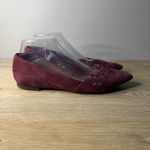 Ralph Lauren Lauren  Allayana Burgundy Laser Cut Pointed Toe Ballet Flat Size 8.5 Photo 2