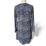 Soft Surroundings navy blue long sleeve Wrap Dress Lace Print Ruched v-neck Photo 5