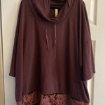 Cacique  26/28 Burgundy Cowl Neck Pullover Velour Hem Comfort Loungewear Cozy Tra Photo 0