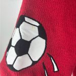 Vintage PBJ Sport Soccer Ball Medium Women Cardigan Red Soccer Mom Grandma Core Photo 2