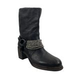 Vera Wang  Natasha Biker Booties with Chain and Buckles Black Size 10M Photo 3