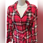 Victoria's Secret Victoria’s Secret Plaid Flannel Romper Sleepwear M Red Belted Button Up Preppy Photo 4