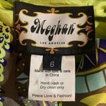 Rare Meghan LA Silk Art Deco Flapper Lady Print Stunning Bold Tunic Dress Size 6 Green Photo 9