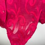 Coldwater Creek Floral Burnout Button Up Shirt Sz PXL Fuchsia Romantic Textured Photo 2