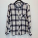 Rails  Womens Top Size L Smoke Ivory Dylan Plaid Long Sleeve Button Up Photo 1
