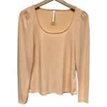 Anthropologie By Ribbed Scoop Neck Long Sleeve Top Sz XS Orange Stretch Photo 1