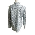 Lands' End  Women’s Sz L Blue Green All Over Floral Print Button Up Shirt Collared Photo 1