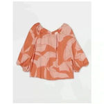 A New Day  Womens Blouse Orange Floral Long Sleeve Batwing Dolman Stretch Boho XS Photo 2