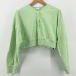 Aerie OFFLINE by  Cropped Sweatshirt Snap Pullover Top Thumb Hole Medium‎ Lime Photo 0