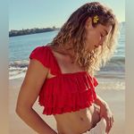 Free People Free-Est Ribbed Ruffle Cropped Top in Fiesta Red Tank Tiered Crop M Photo 11