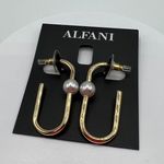 Alfani Imitation Pearl Open Oval Hoop Earrings in Gold-Tone NWT MSRP $25 Photo 3