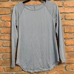 Athleta Women Small Chanti Top Gray Striped Long Sleeve Athletic Tee Performance Photo 0