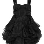 Pretty Little Thing NWT  Black Organza Thick Strap Tiered Skater Dress Photo 3
