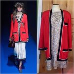 St. John By MARIE GRAY Sportswear 3-Pocket Red Blk Ecru Open Cardigan Jacket EUC M VNTG Photo 11