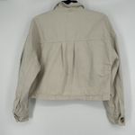 Bershka  Cropped Canvas Jacket Cream Beige Button Front Puff Sleeves Size M Photo 6