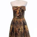 Eva Franco Strapless Tube Bow Bronze Gold Metallic Casual Prom Party Sexy Dress Size 2 Photo 0
