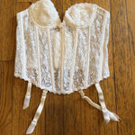 Frederick's of Hollywood  Bustier Womens 34A White Lace Corset Garter Bridal Photo 0