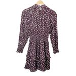 Rebecca Taylor La Vie Womens Long Sleeve Cherise Dress Mahogany Combo XS Elasti Photo 6