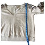 Free People  Embroidered Sleeve‎ V Neck Pullover Top Beige Bohemian Women's Photo 2