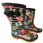 Joules Rain Boots Mid Calf Molly Welly Stripe Floral Size US: 8 UK: 6 Blue Photo 3