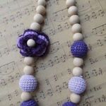 Brand New Boutique Organic Wooden Bamboo Baby Teething Nursing Necklace Helper Purple Photo 0