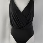 Topshop Strappy Cut Out Tie Back Faux Wrap Sleeveless Bodysuit Black Size 4 Photo 4