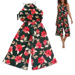 Maggy London NEW Floral CROPPED JUMPSUIT Women's 2 Hawaiian Print Green Pink NWT Photo 14