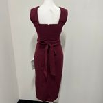 Dress the Population Alessia Wine Burgundy V-Neck Tie Waist Crepe Size XS NWT Photo 7