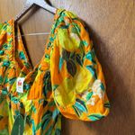 Farm Rio NEW  Chic Pears Short-Sleeve Blouse Top Orange Fruit Print Large L NWT Photo 8