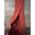 Azazie Paprika A line Pleated Chiffon Long Dress Farren Bridesmaid Formal Orange Size 6 Photo 5