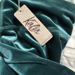 Kalon sz large high waist velvet emerald legging pull on skinny leg holiday NWT Green Photo 9
