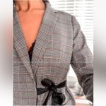 J.Crew  New Lady Glen Plaid Front Tie Blazer Jacket Gray Red Size 0 Photo 6