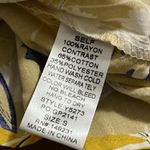 Kori  AMERICA size small mustard blue floral cold shoulder top lace detail button Photo 8