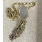 Kendra Scott Rayne Long Pendant 30+ " Necklace Gray Mother Of Pearl Goldtone Photo 6