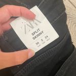 ZARA Split Hem Skinny Black Distressed Jeans Photo 4