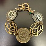 Lucky Brand  Egyptian Revival Scarab Snake Frog Cabochon Toggle Bracelet 40g. Photo 3