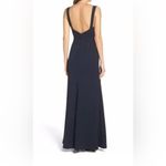 Vera Wang NWT  front slit navy maxi gown dress formal Anthropologie Photo 2