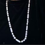 Trifari VINTAGE  White Gold Rectangle‎ Square Bead Rope Necklace Photo 3
