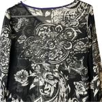 Chico's Chico’s Black White Sheer Blouse Purple Trim Vanity Size 0/Small 4501175686 Photo 4