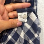 Navy Checkered Sleeveless Linen Dress Blue Size M Photo 6