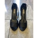 Steve Madden Black Floral Embroidered Ankle Strap Block Heel Sandals 9.5M Photo 1