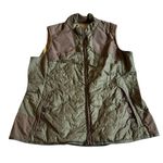 Eddie Bauer  Zip-Down Puffer Quilted Vest Sleeveless Green Brown Size Large Women Photo 0