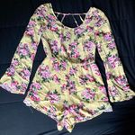 Charlotte Russe Romper Playsuit Yellow Floral Boho Shorts Jumpsuit Jumper Medium Photo 6
