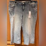 SLINK Jeans Louise High Rise Distressed Crop Straight Leg Jeans Plus Size 18 Blue Photo 6