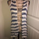 Paper Crane Cream & Blue Size Small Striped Knit Long Vest Photo 2
